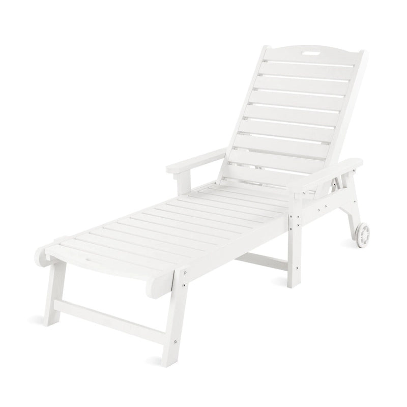LUE BONA Chaises longues d'extérieur réglables à roulettes avec accoudoirs pour patio, terrasse, jardin - 78,9 L x 24 l x 39,7 H