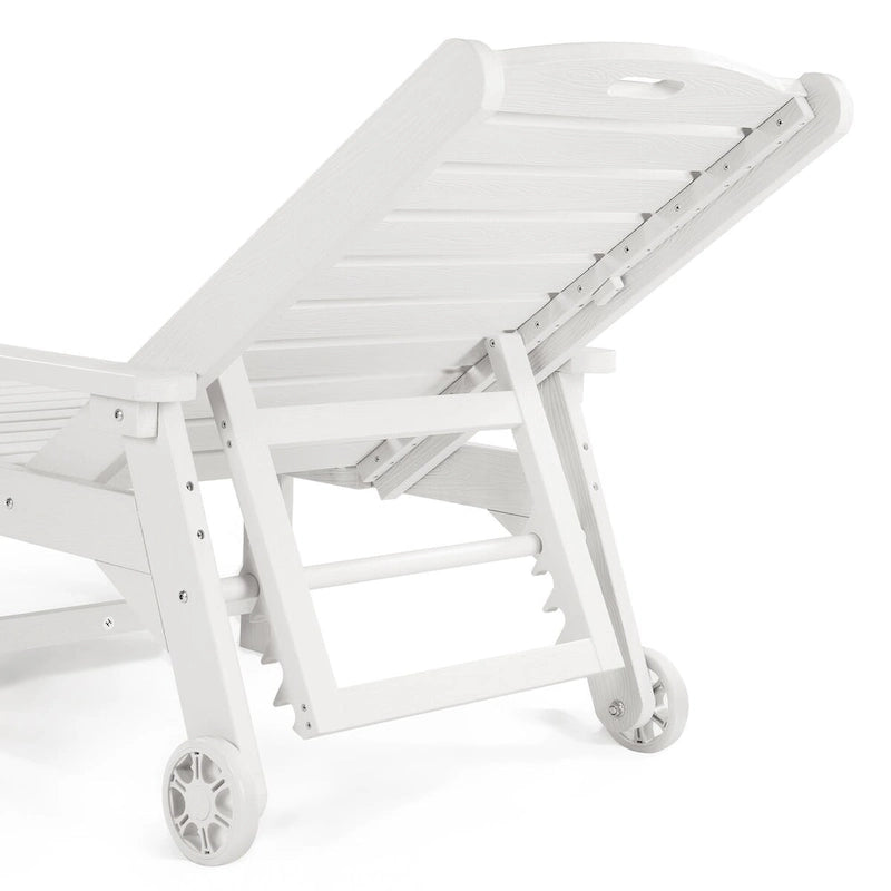 LUE BONA Chaises longues d'extérieur réglables à roulettes avec accoudoirs pour patio, terrasse, jardin - 78,9 L x 24 l x 39,7 H