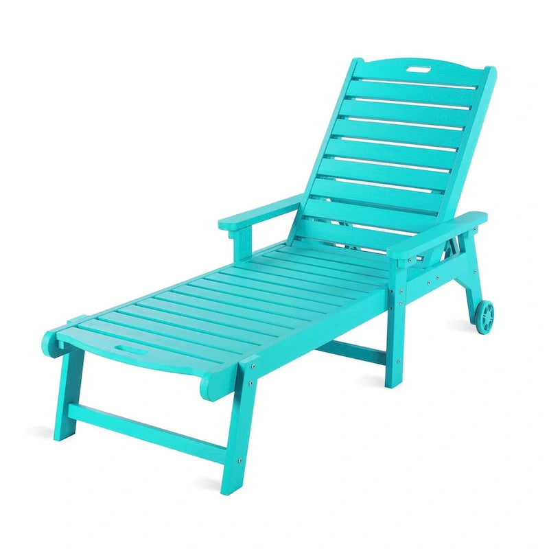 LUE BONA Chaises longues d'extérieur réglables à roulettes avec accoudoirs pour patio, terrasse, jardin - 78,9 L x 24 l x 39,7 H