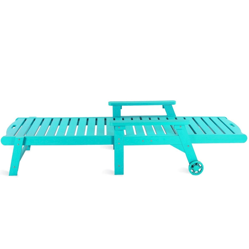 LUE BONA Chaises longues d'extérieur réglables à roulettes avec accoudoirs pour patio, terrasse, jardin - 78,9 L x 24 l x 39,7 H