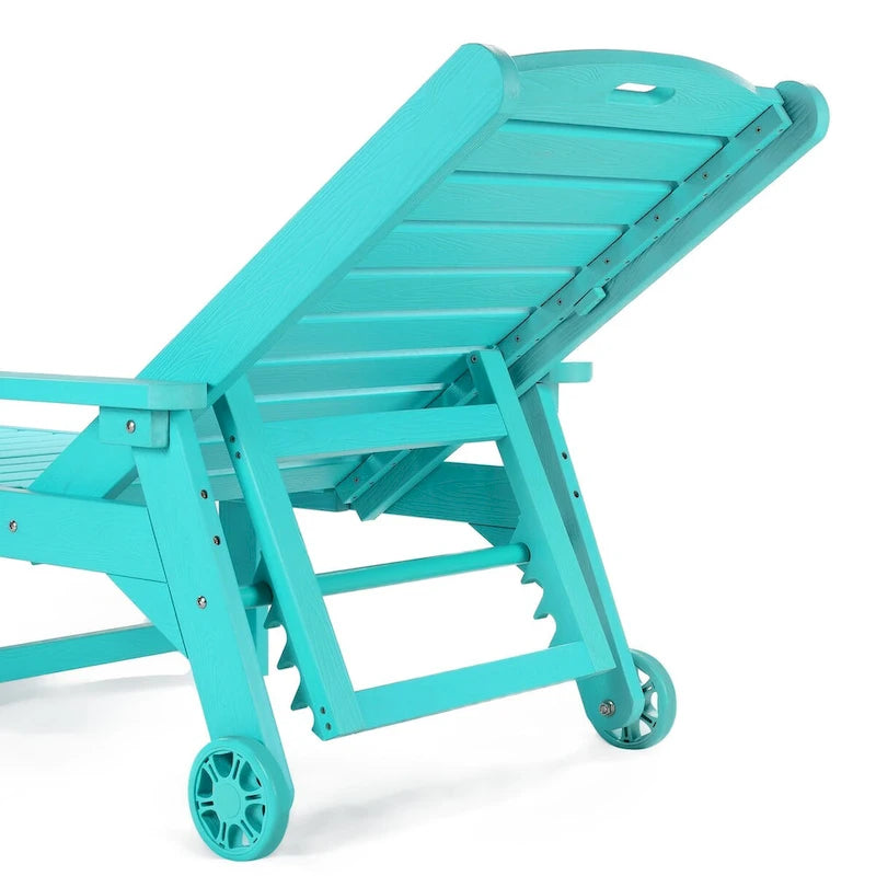 LUE BONA Chaises longues d'extérieur réglables à roulettes avec accoudoirs pour patio, terrasse, jardin - 78,9 L x 24 l x 39,7 H