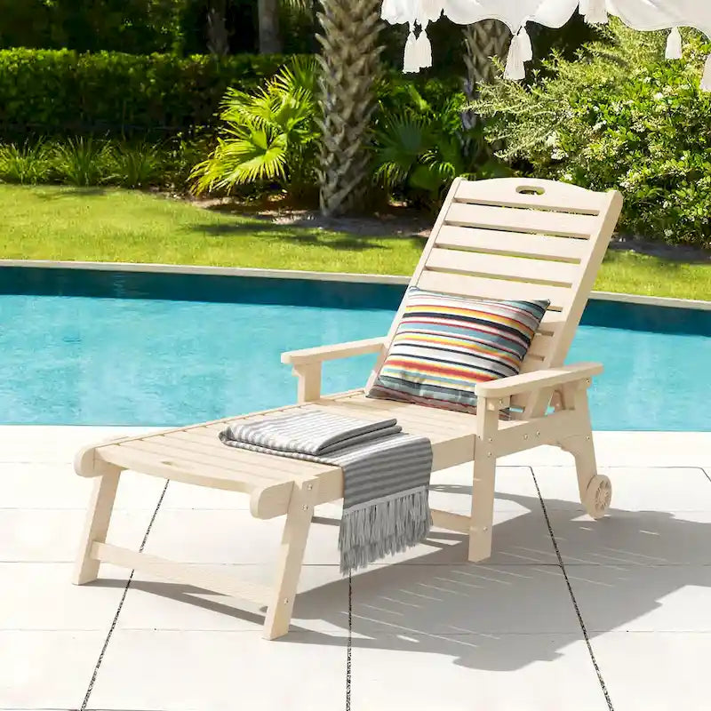 LUE BONA Chaises longues d'extérieur réglables à roulettes avec accoudoirs pour patio, terrasse, jardin - 78,9 L x 24 l x 39,7 H