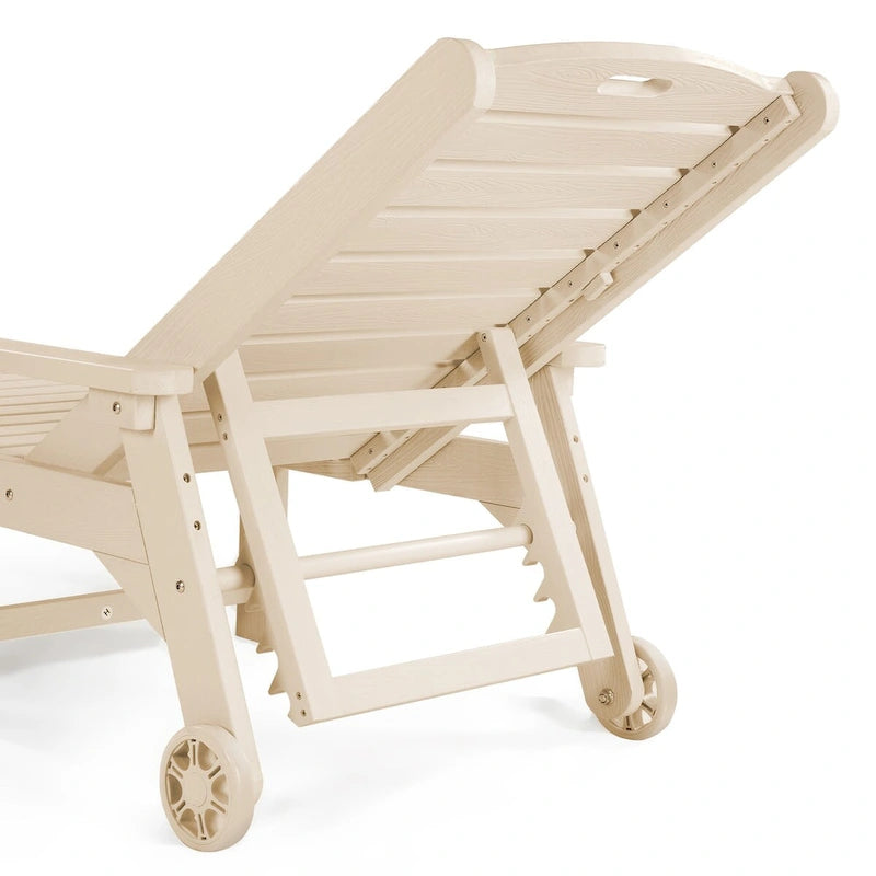 LUE BONA Chaises longues d'extérieur réglables à roulettes avec accoudoirs pour patio, terrasse, jardin - 78,9 L x 24 l x 39,7 H