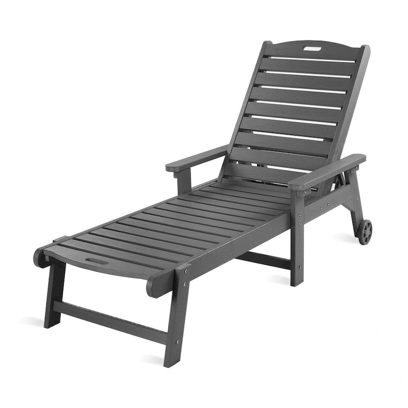 LUE BONA Chaises longues d'extérieur réglables à roulettes avec accoudoirs pour patio, terrasse, jardin - 78,9 L x 24 l x 39,7 H