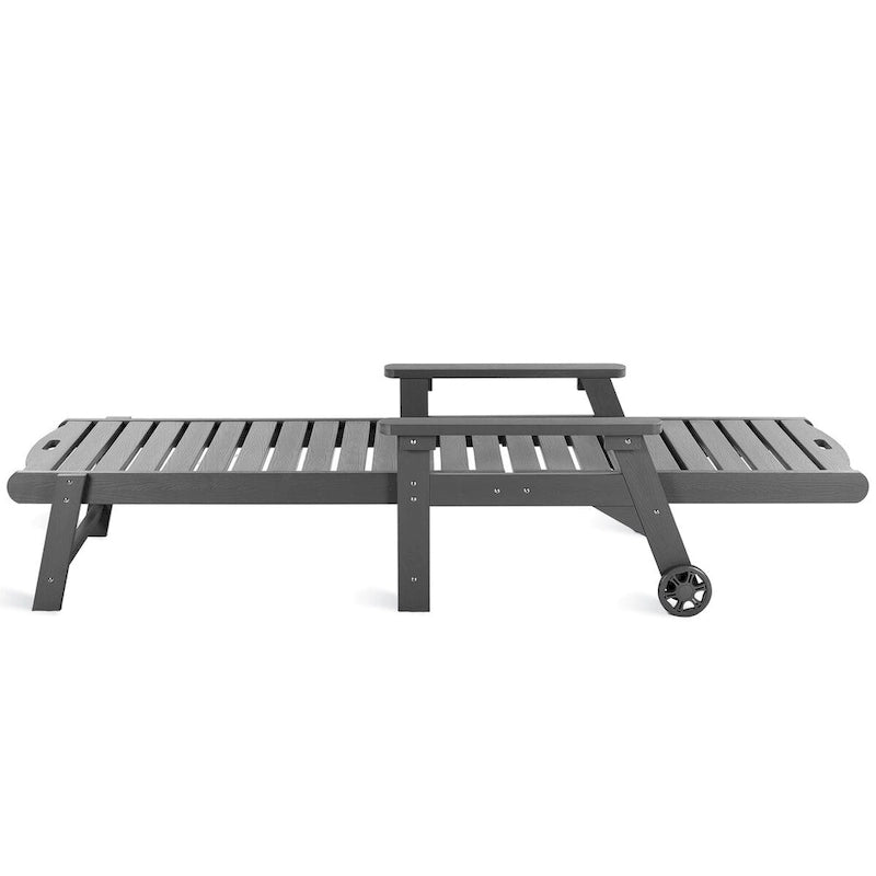 LUE BONA Chaises longues d'extérieur réglables à roulettes avec accoudoirs pour patio, terrasse, jardin - 78,9 L x 24 l x 39,7 H