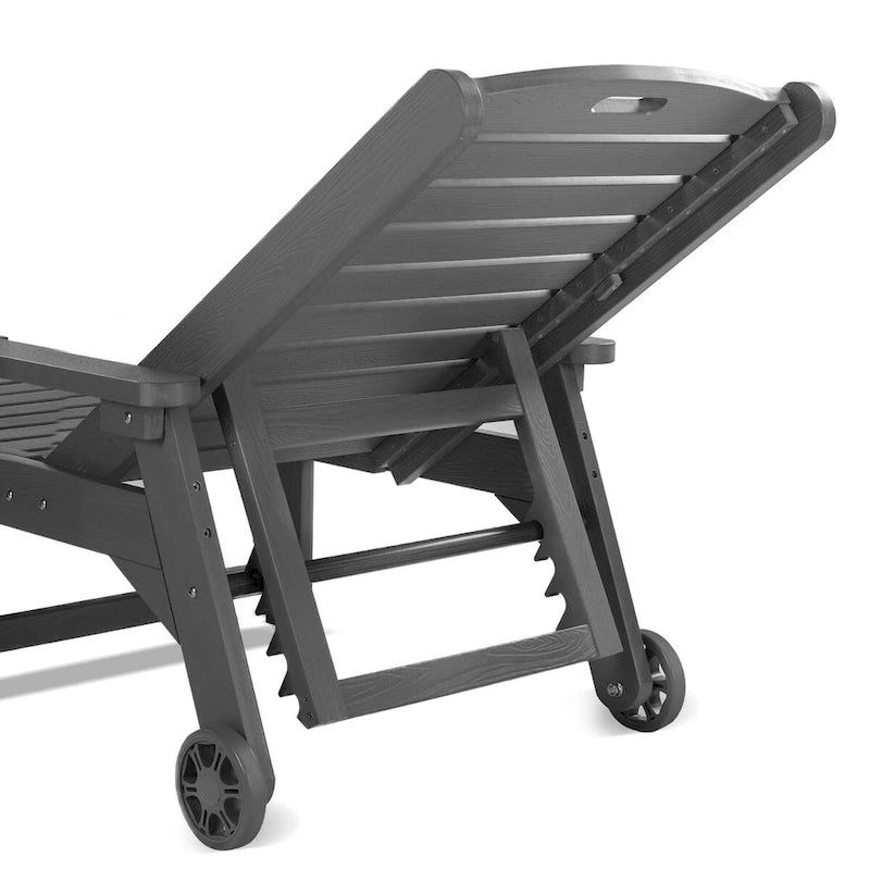 LUE BONA Chaises longues d'extérieur réglables à roulettes avec accoudoirs pour patio, terrasse, jardin - 78,9 L x 24 l x 39,7 H