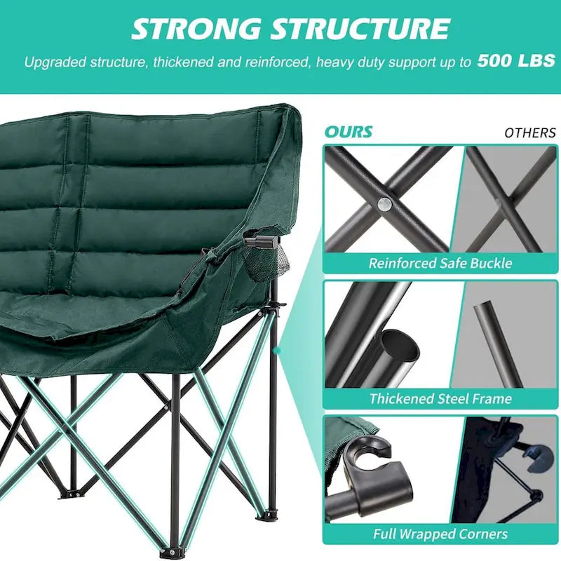Chaise de camping pliable DoCred Oversized 2 Person entièrement rembourrée