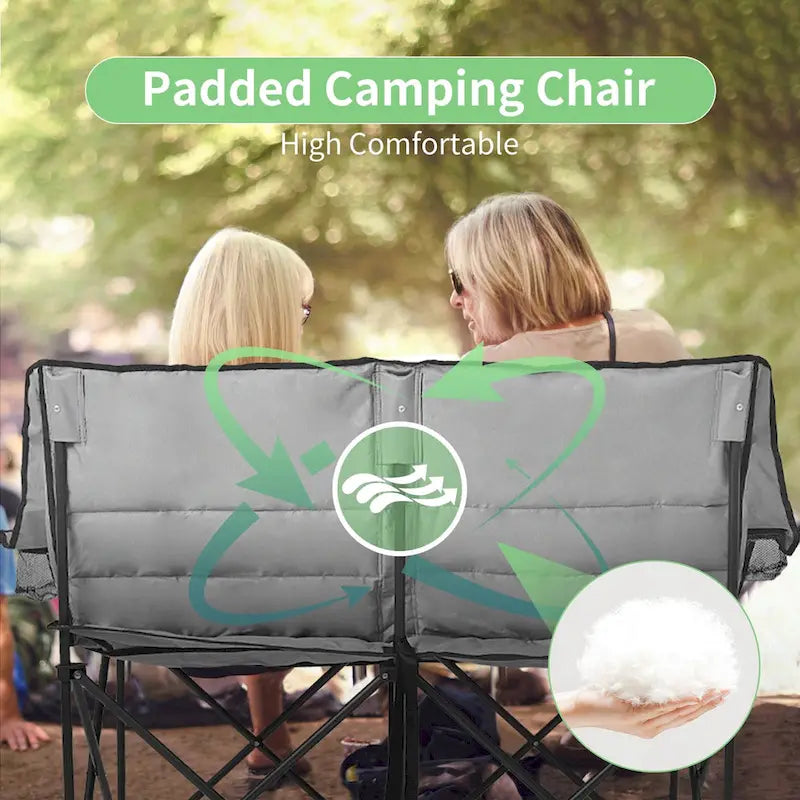 Chaise de camping pliable DoCred Oversized 2 Person entièrement rembourrée