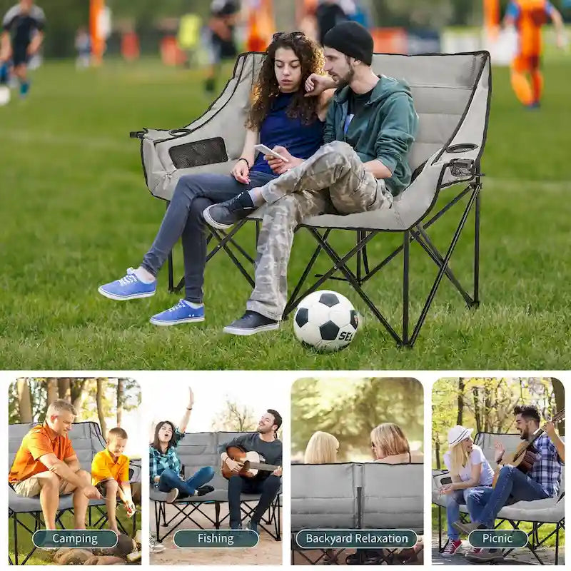 Chaise de camping pliable DoCred Oversized 2 Person entièrement rembourrée