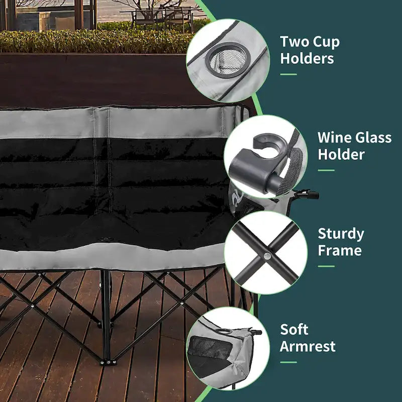 Chaise de camping pliable DoCred Oversized 2 Person entièrement rembourrée