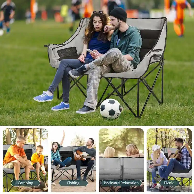 Chaise de camping pliable DoCred Oversized 2 Person entièrement rembourrée