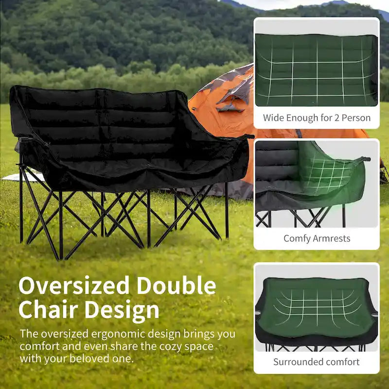 Chaise de camping pliable DoCred Oversized 2 Person entièrement rembourrée