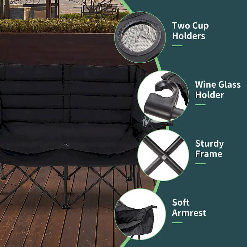 Chaise de camping pliable DoCred Oversized 2 Person entièrement rembourrée