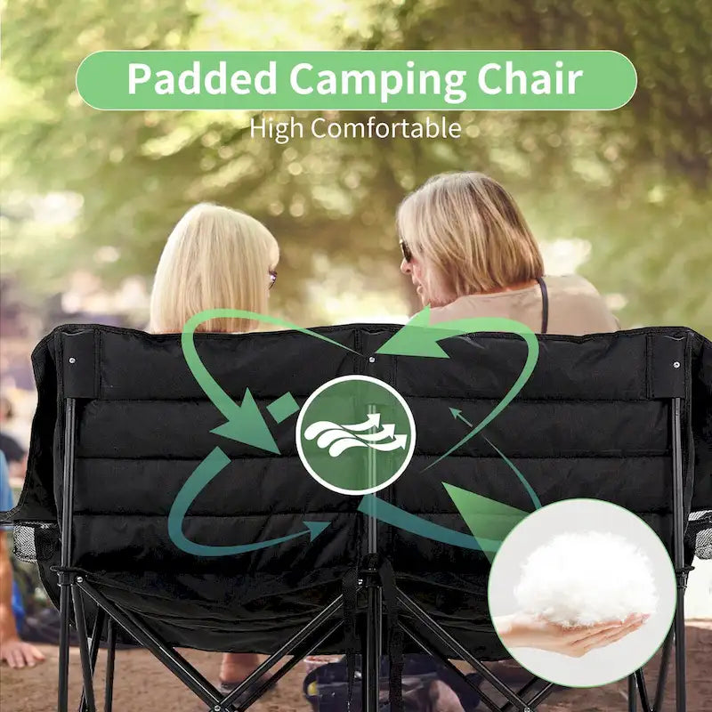 Chaise de camping pliable DoCred Oversized 2 Person entièrement rembourrée