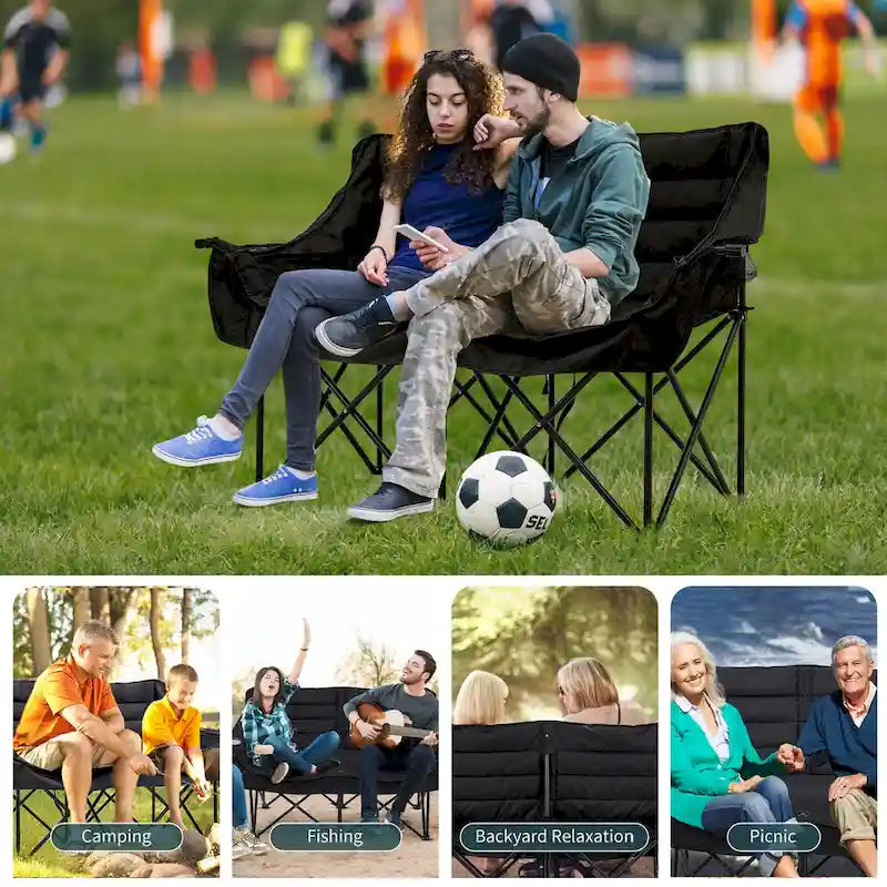 Chaise de camping pliable DoCred Oversized 2 Person entièrement rembourrée