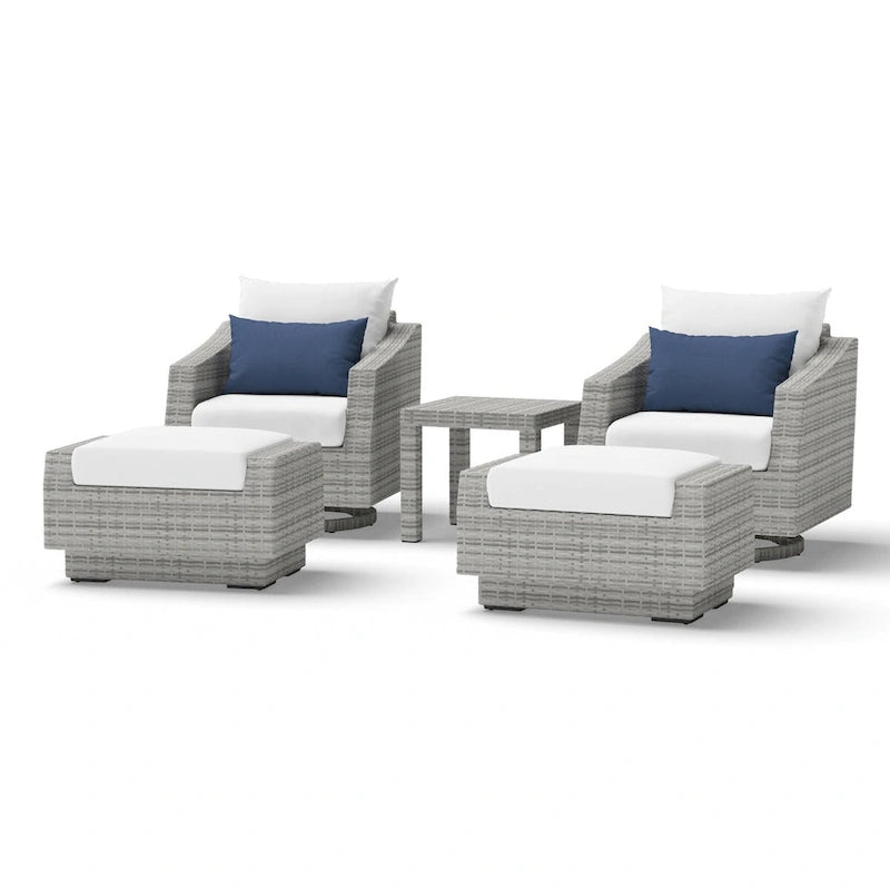 Ensemble club et ottoman de jardin Cannes 5 pièces en aluminium à mouvement