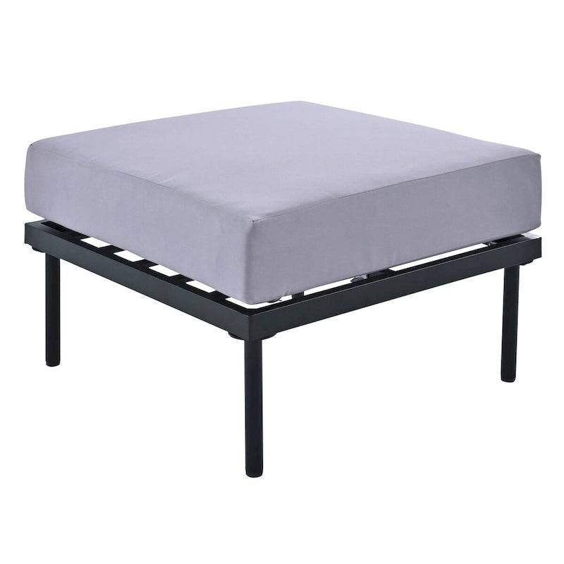 Ensemble de canapés modulaires de patio 8 pièces avec table basse en verre trempé et table basse en bois pour oasis extérieure, jardin