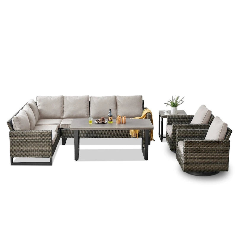 Fauteuils pivotants d'extérieur avec table de canapé modulable