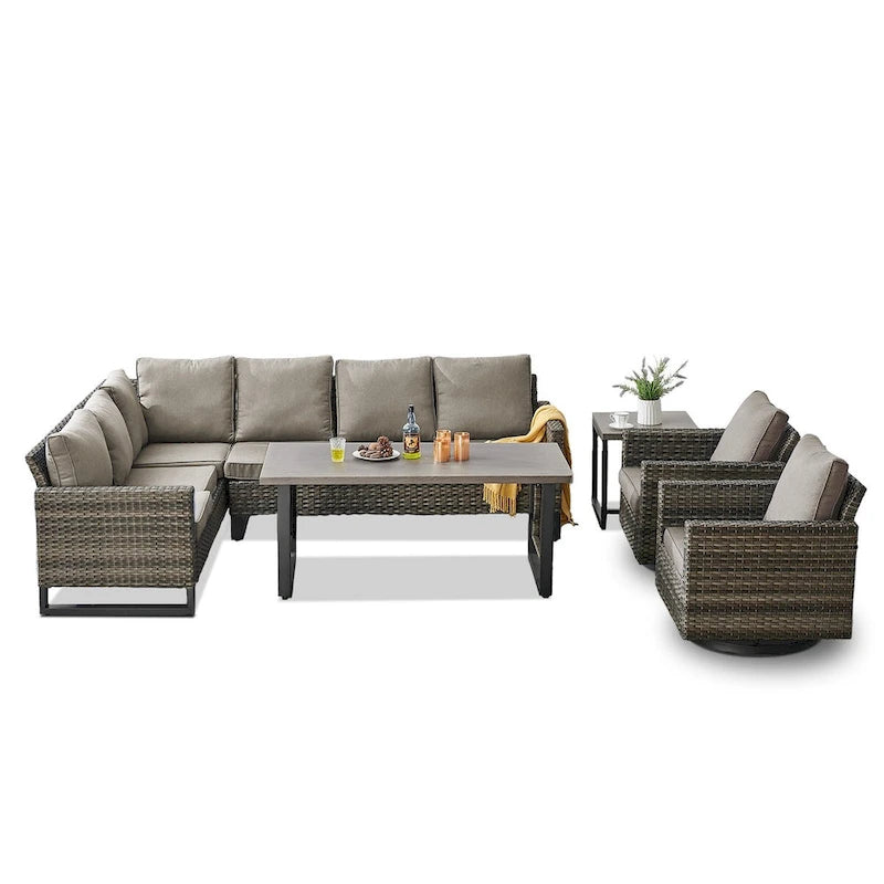Fauteuils pivotants d'extérieur avec table de canapé modulable