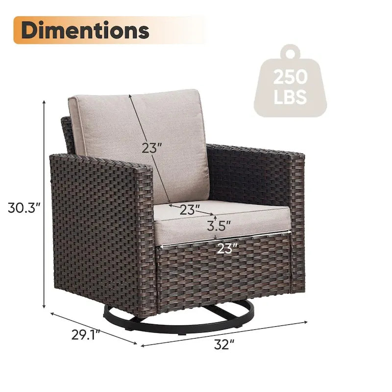 Fauteuils pivotants d'extérieur avec table de canapé modulable