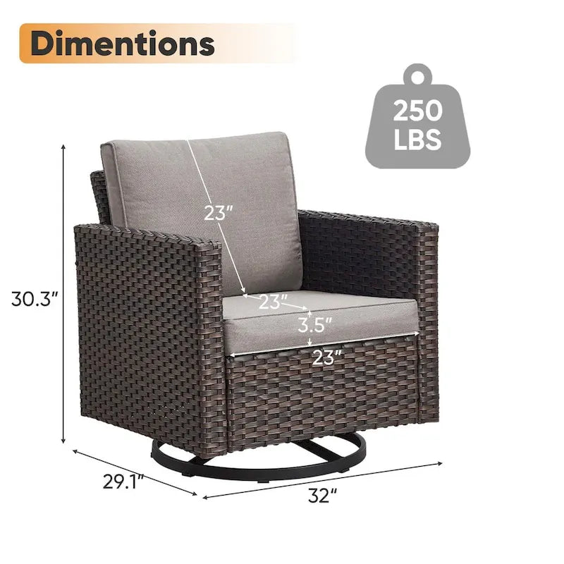 Fauteuils pivotants d'extérieur avec table de canapé modulable