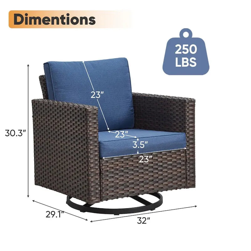 Fauteuils pivotants d'extérieur avec table de canapé modulable