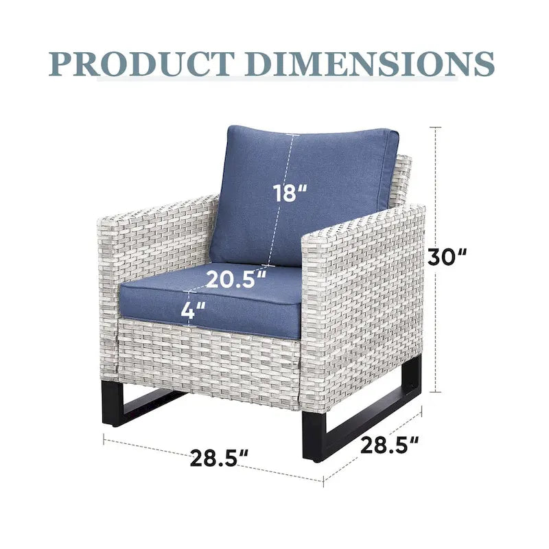 Chaises de patio, lot de 2 chaises en résine tressée – Gris clair