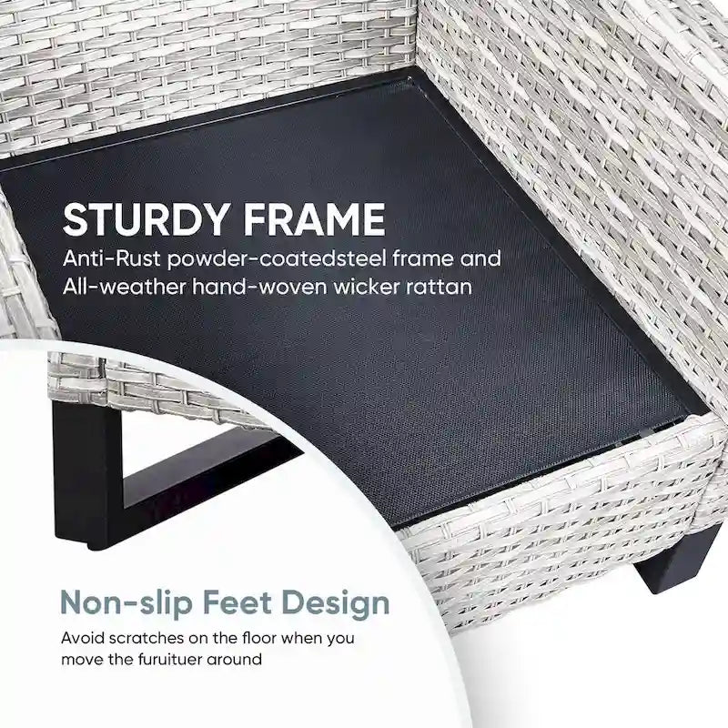 Chaises de patio, lot de 2 chaises en résine tressée – Gris clair