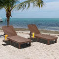 Ouyessir 60 Chaises longues de jardin compactes avec dossier réglable et tablette escamotable (lot de 2)