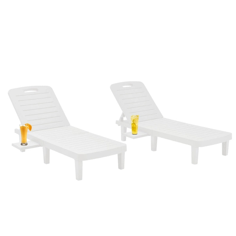 Ouyessir 60 Chaises longues de jardin compactes avec dossier réglable et tablette escamotable (lot de 2)