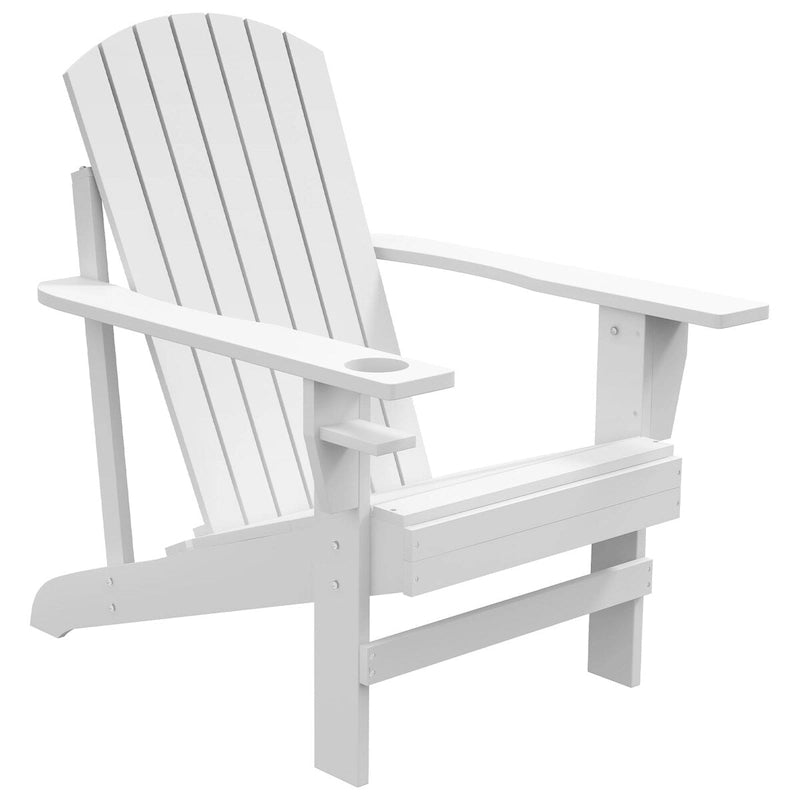 Chaise Adirondack rustique en bois avec porte-gobelet, résistante aux intempéries, pour patio extérieur