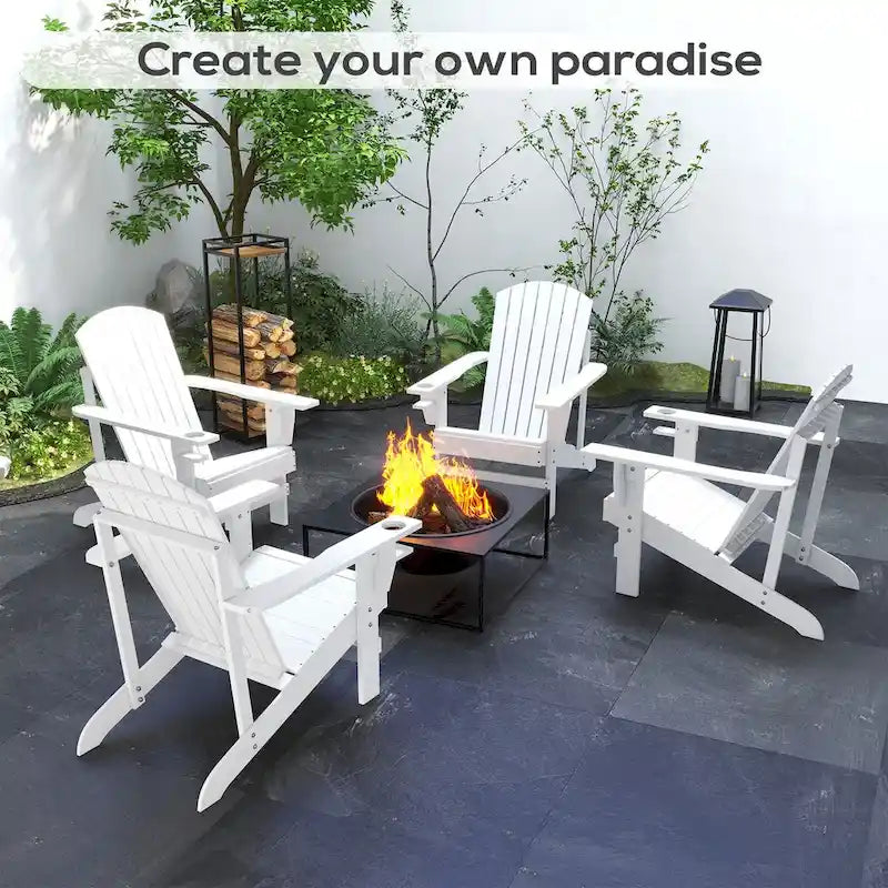 Chaise Adirondack rustique en bois avec porte-gobelet, résistante aux intempéries, pour patio extérieur
