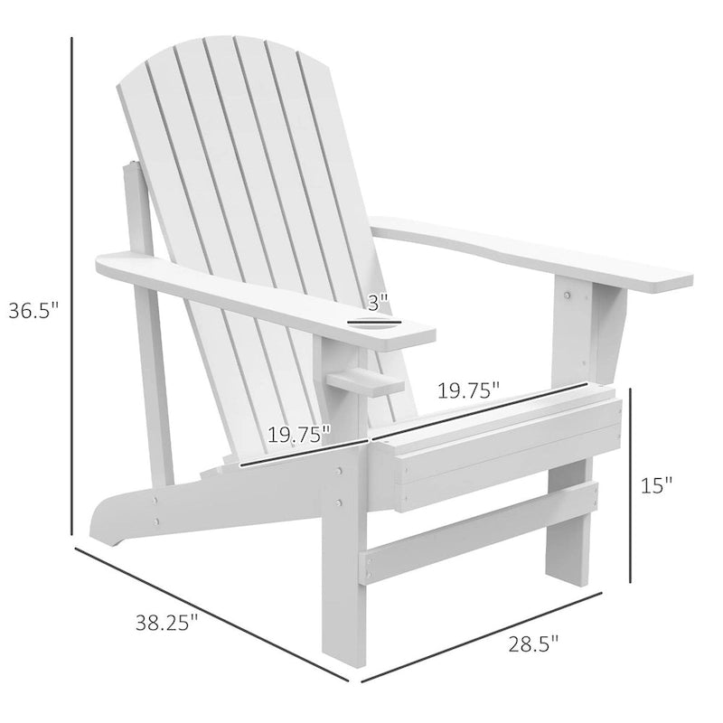 Chaise Adirondack rustique en bois avec porte-gobelet, résistante aux intempéries, pour patio extérieur