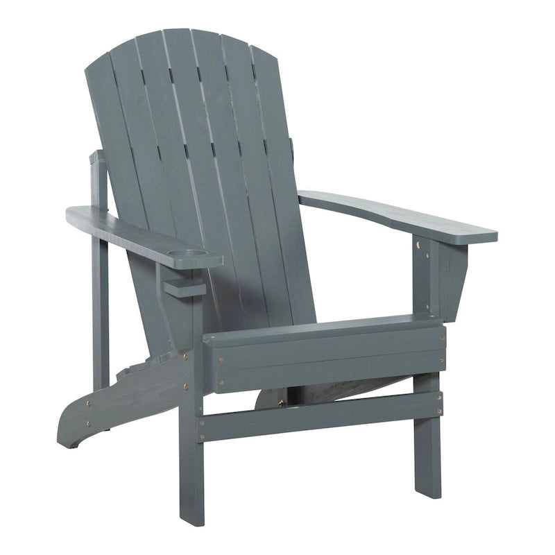 Chaise Adirondack rustique en bois avec porte-gobelet, résistante aux intempéries, pour patio extérieur