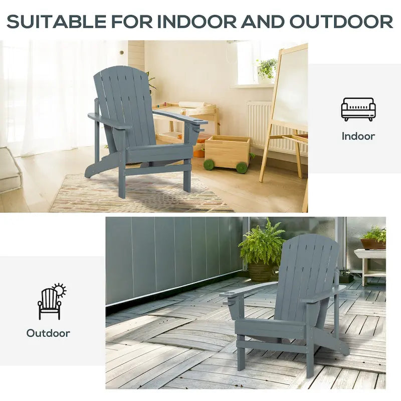 Chaise Adirondack rustique en bois avec porte-gobelet, résistante aux intempéries, pour patio extérieur