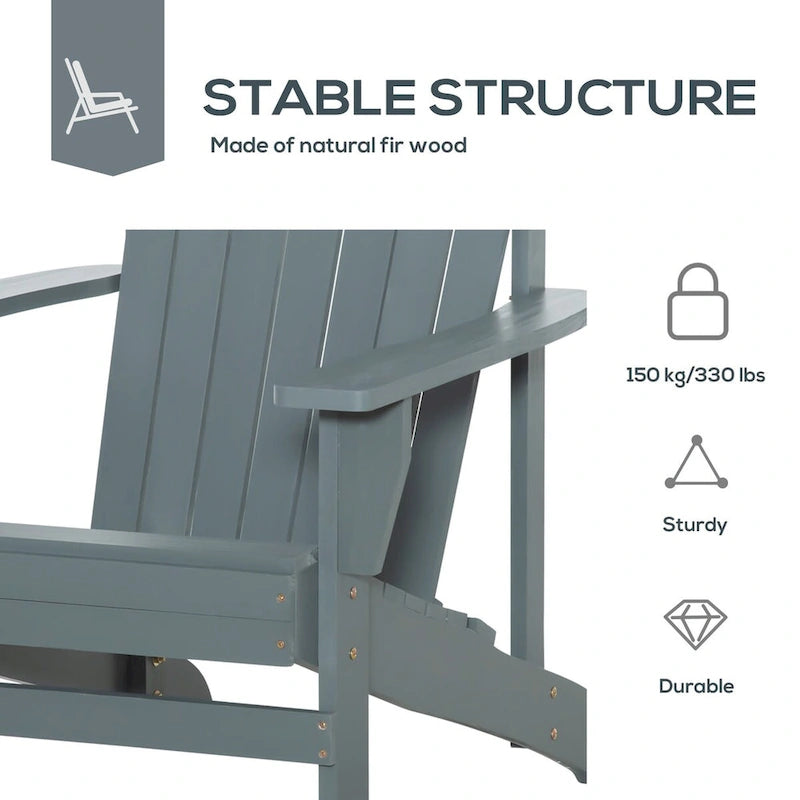 Chaise Adirondack rustique en bois avec porte-gobelet, résistante aux intempéries, pour patio extérieur