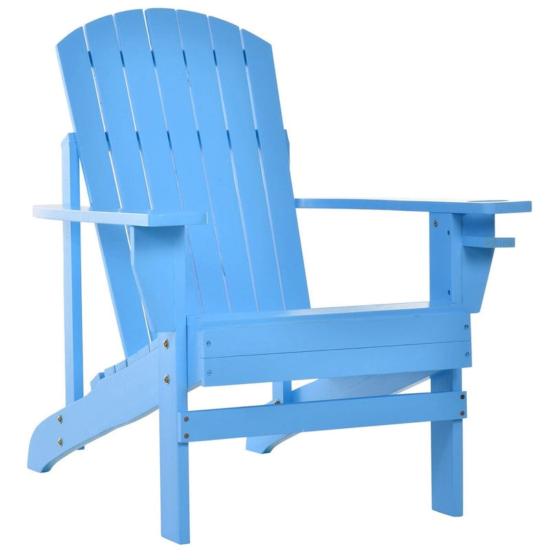 Chaise Adirondack rustique en bois avec porte-gobelet, résistante aux intempéries, pour patio extérieur