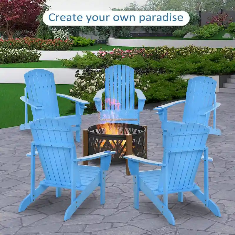 Chaise Adirondack rustique en bois avec porte-gobelet, résistante aux intempéries, pour patio extérieur