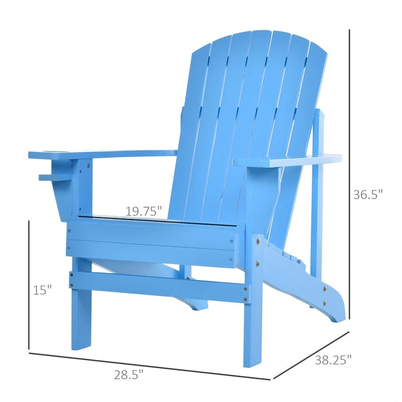 Chaise Adirondack rustique en bois avec porte-gobelet, résistante aux intempéries, pour patio extérieur