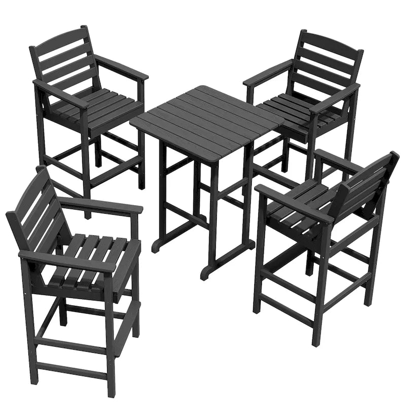 Ensemble de 5 chaises de jardin Adirondack hautes en plastique
