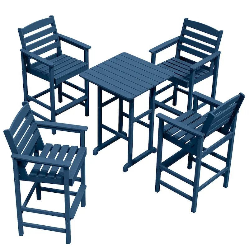 Ensemble de 5 chaises de jardin Adirondack hautes en plastique