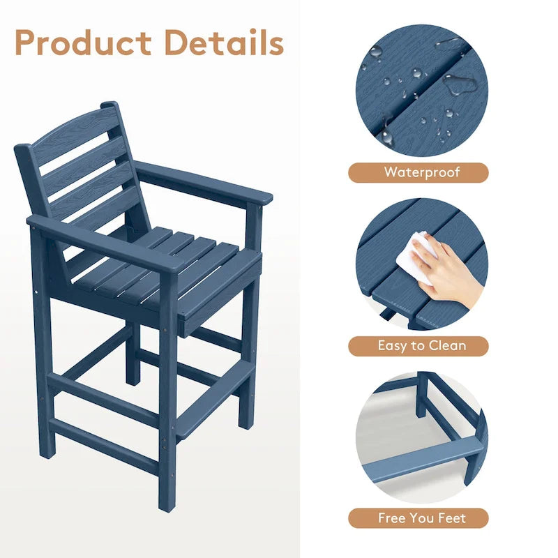 Ensemble de 5 chaises de jardin Adirondack hautes en plastique