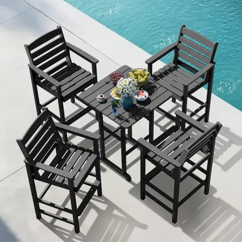 Ensemble de 5 chaises de jardin Adirondack hautes en plastique
