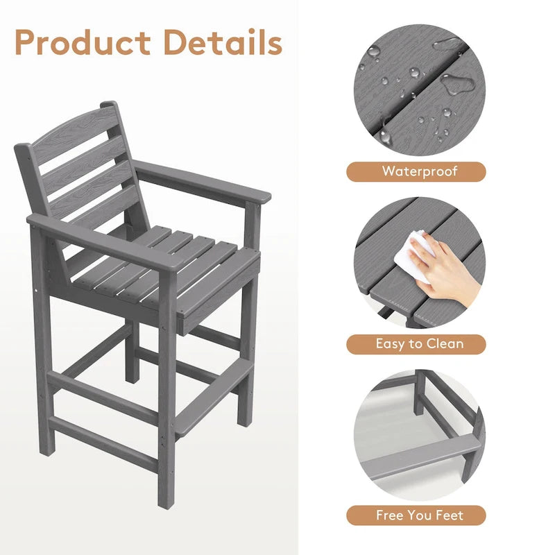 Ensemble de 5 chaises de jardin Adirondack hautes en plastique
