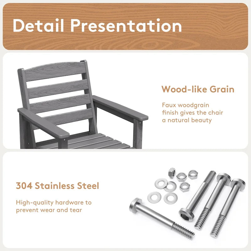 Ensemble de 5 chaises de jardin Adirondack hautes en plastique