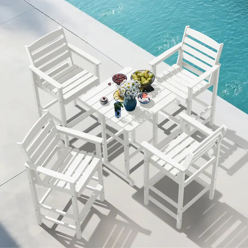 Ensemble de 5 chaises de jardin Adirondack hautes en plastique