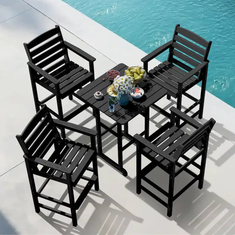 Ensemble de 5 chaises de jardin Adirondack hautes en plastique