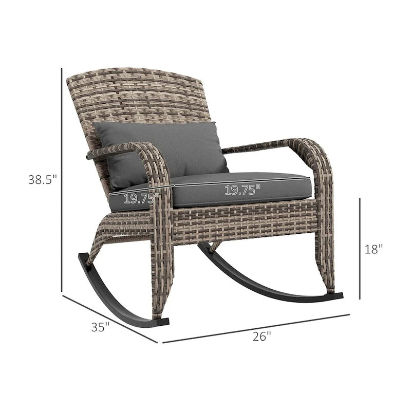 Chaise à bascule Adirondack en osier d'extérieur Outsunny, fauteuil à bascule en rotin