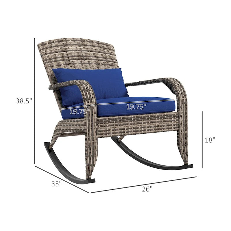 Chaise à bascule Adirondack en osier d'extérieur Outsunny, fauteuil à bascule en rotin