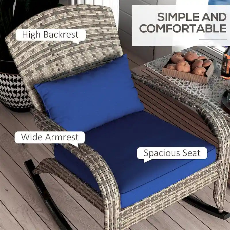 Chaise à bascule Adirondack en osier d'extérieur Outsunny, fauteuil à bascule en rotin